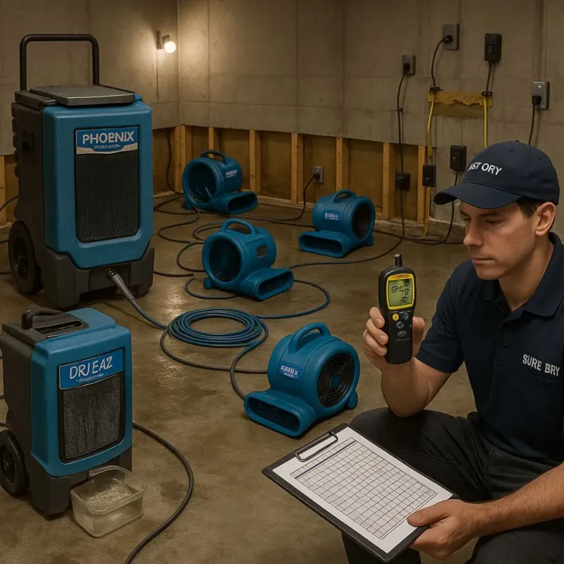 Structural Drying and Dehumidification process in Boron, CA